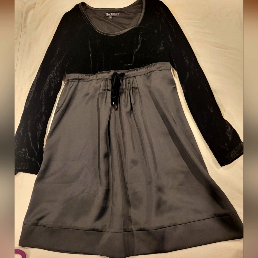 Gucci velvet and satin long sleeve mini dress